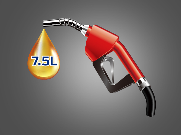 每百公里油耗最低为7.5L。